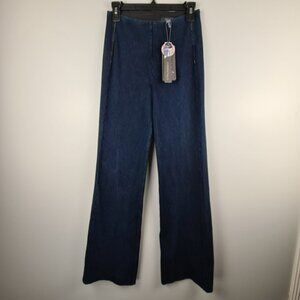 Lysse Womens Wide Leg Denim Trousers Pants Jeans Small Pull On Dark Wash Classic